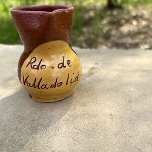 Hand-Painted Yellow and Brown Mini Ceramic Pitcher
